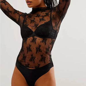 Lux Layering Floral Lace Mesh Top