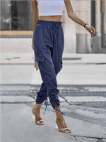 Load image into Gallery viewer, The Serena Satin Ruched Cargo Jogger Pants
