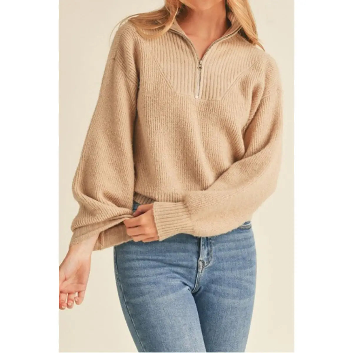 The Madi Mock Neck Half Zip Up Sweater